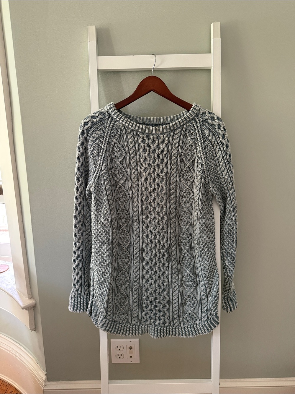 L.L.Bean Signature Tunic Fisherman Sweater - Sage Green
